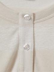 Reiss Neutral/Ivory Olivia Linen-Cotton Striped Henley Top - Image 6 of 6