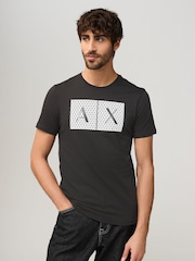 Armani Exchange Rubberised Logo Black 100% Cotton T-Shirt - Image 1 of 5