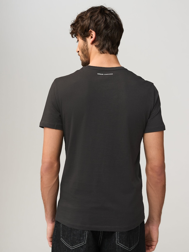 Armani Exchange Rubberised Logo Black 100% Cotton T-Shirt - Image 2 of 5