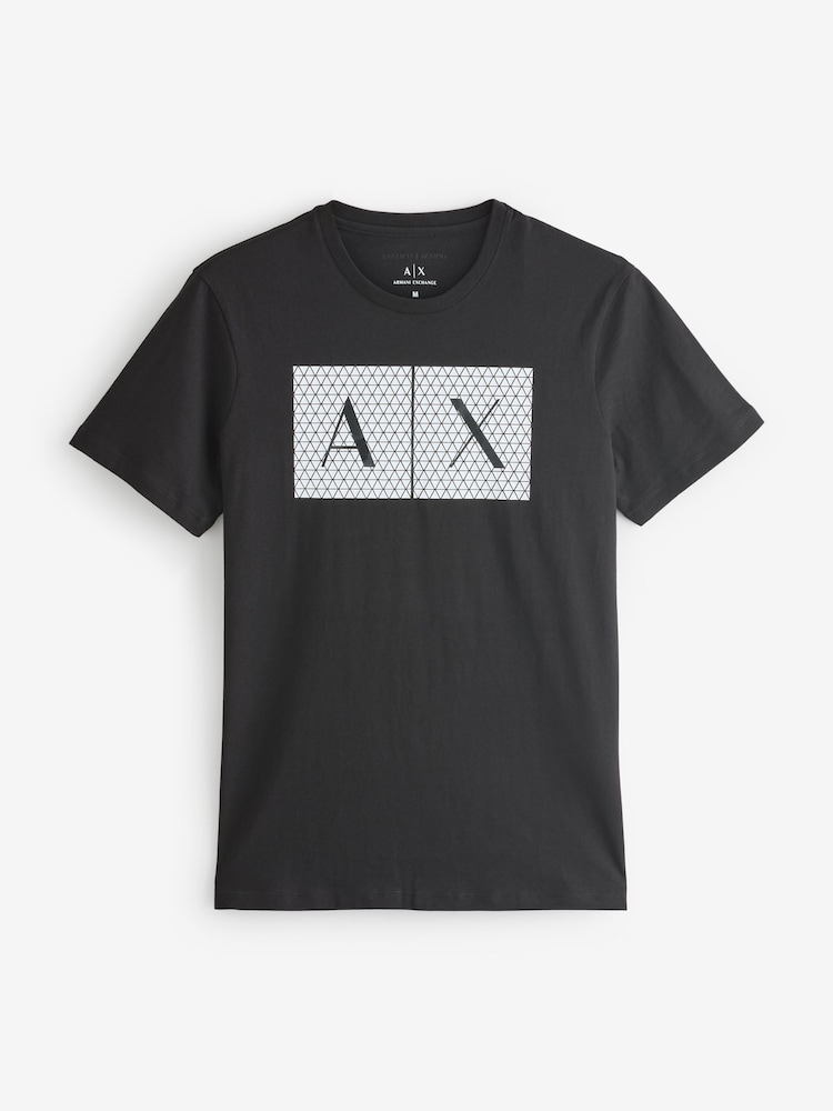 Armani Exchange Rubberised Logo Black 100% Cotton T-Shirt - Image 5 of 5