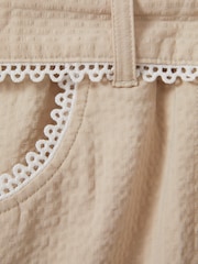 Reiss Cream Emilie 4-9 yrs Textured Lace Trim Trousers - Image 4 of 4