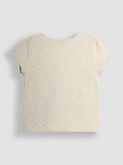 JoJo Maman Bébé Natural Llama Print Appliqué 100% Cotton T-Shirt - Image 2 of 3
