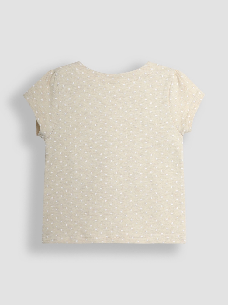 JoJo Maman Bébé Natural Llama Print Appliqué 100% Cotton T-Shirt - Image 2 of 3