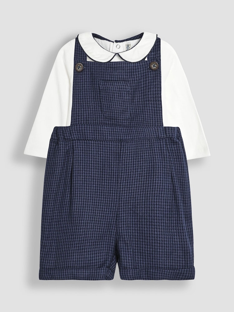 JoJo Maman Bébé Houndstooth Dungarees And Tops Set - Imagen 1 de 6 JoJo Maman Bébé Houndstooth Dungarees And Tops Set - Imagen 1 de 6