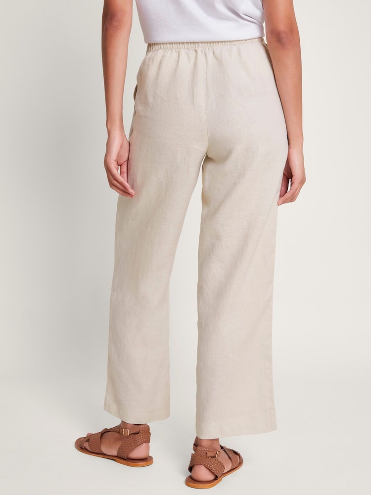 Monsoon Natural Parker 100% Linen Crop Trousers - Image 2 of 5