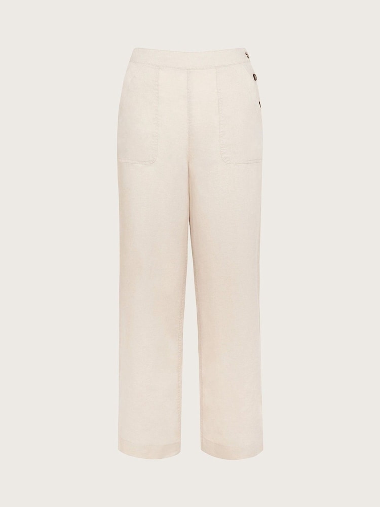 Monsoon Natural Parker 100% Linen Crop Trousers - Image 5 of 5 Monsoon Natural Parker 100% Linen Crop Trousers - Image 5 of 5