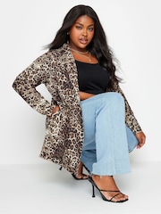 Yours Curve Brown Leopard Print Blazer - Image 1 of 4