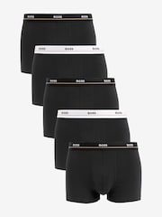 BOSS Black Stretch Cotton Logo Waistband 5-Pack Boxer Trunks - Image 1 of 2