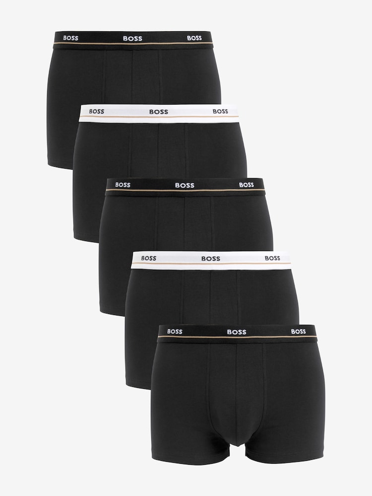 BOSS Black Stretch Cotton Logo Waistband 5-Pack Boxer Trunks - Image 1 of 2