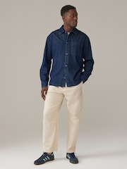 Dark Blue Denim Single Pocket 100% Cotton Shacket - Image 5 of 8