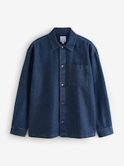 Dark Blue Denim Single Pocket 100% Cotton Shacket - Image 6 of 8