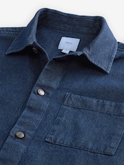 Dark Blue Denim Single Pocket 100% Cotton Shacket - Image 8 of 8