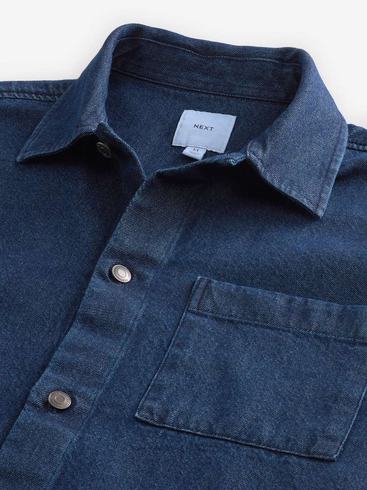 Dark Blue Denim Single Pocket 100% Cotton Shacket - Image 8 of 8
