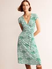 Boden Green Joanna Cap Sleeve Wrap Dress - Image 2 of 6