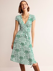 Boden Green Joanna Cap Sleeve Wrap Dress - Image 4 of 6