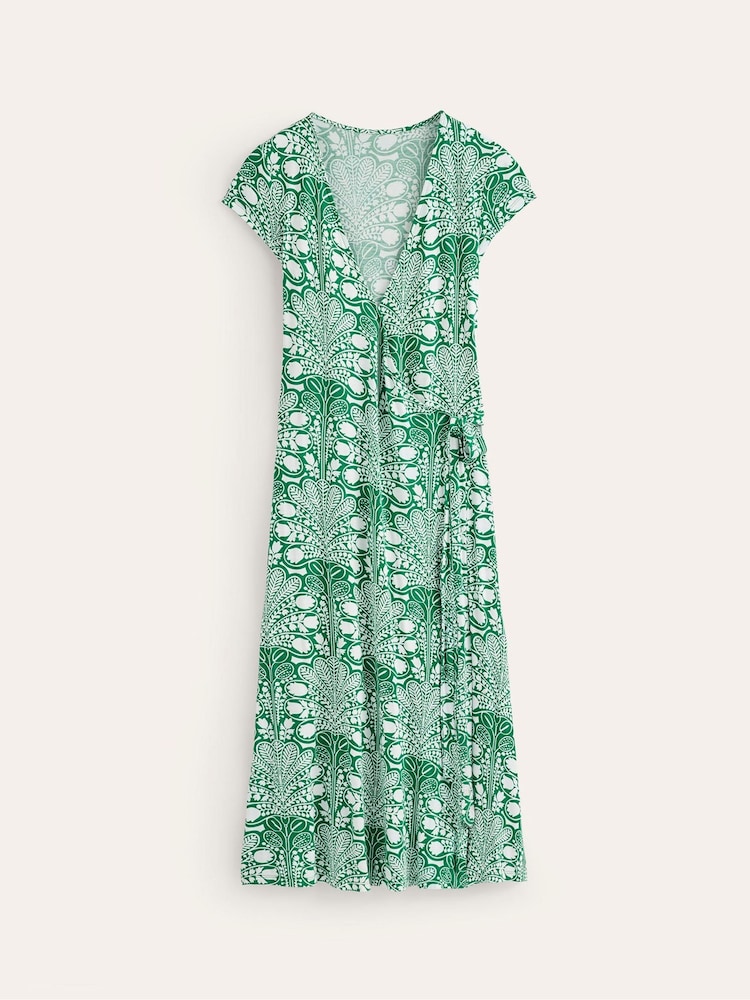 Boden Green Joanna Cap Sleeve Wrap Dress - Image 6 of 6