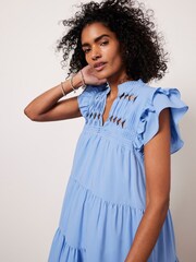 Mint Velvet Blue Ruffle Detail Mini Dress - Image 2 of 4