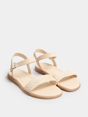 Yours Curve White Raffia Sandals In Extra Wide EEE Fit - Image 2 of 5