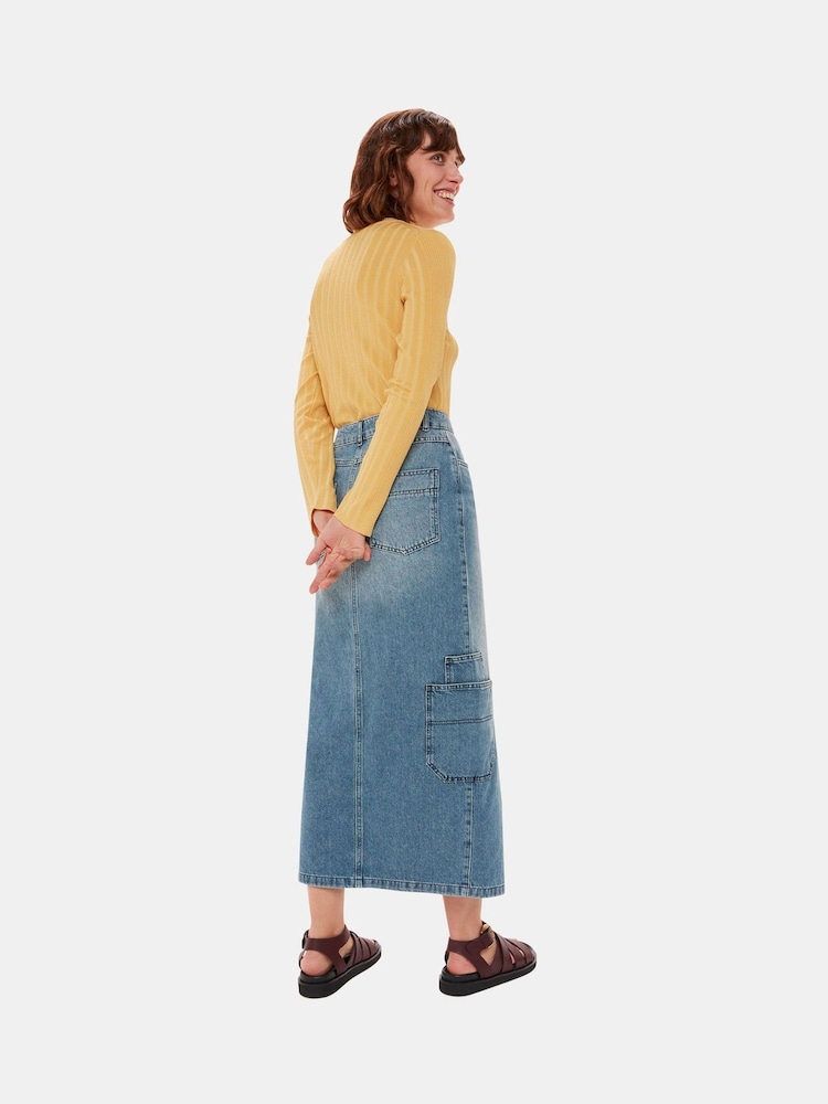 Whistles Blue Cora Utility Denim Maxi Skirt - Image 2 of 5