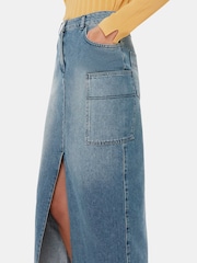 Whistles Blue Cora Utility Denim Maxi Skirt - Image 4 of 5