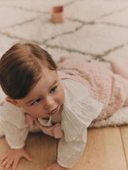Pink Baby Knitted Romper 100% Cotton Dungarees With Blouse And Tights (0mths-2yrs) - Image 2 of 4