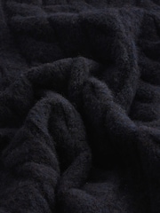 Dark Fig Purple Cable Relaxed Fit Premium Soft Touch Quarter Zip Jumper with Wool - Image 7 of 7