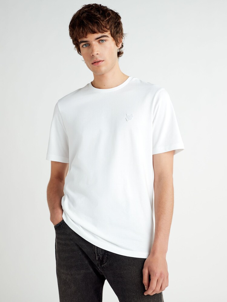 Lyle & Scott White Tonal Eagle 100% Cotton T-Shirt - Image 1 of 4