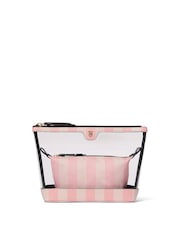 Victoria's Secret Iconic Stripe Pink AM/PM Makeup Bag Duo - Image 2 of 3