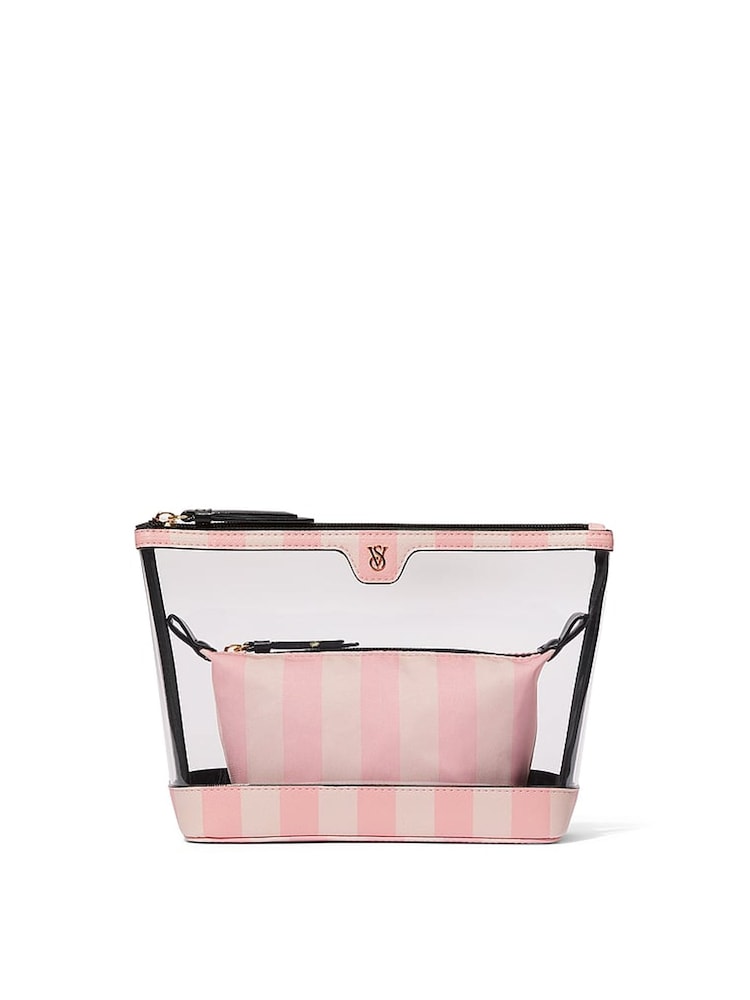 Victoria's Secret Iconic Stripe Pink AM/PM Makeup Bag Duo - Image 2 of 3