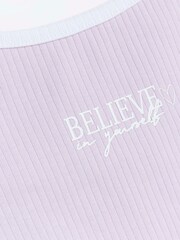 River Island Purple Girls 100% Cotton Rib Camis 2 Pack - Image 3 of 3