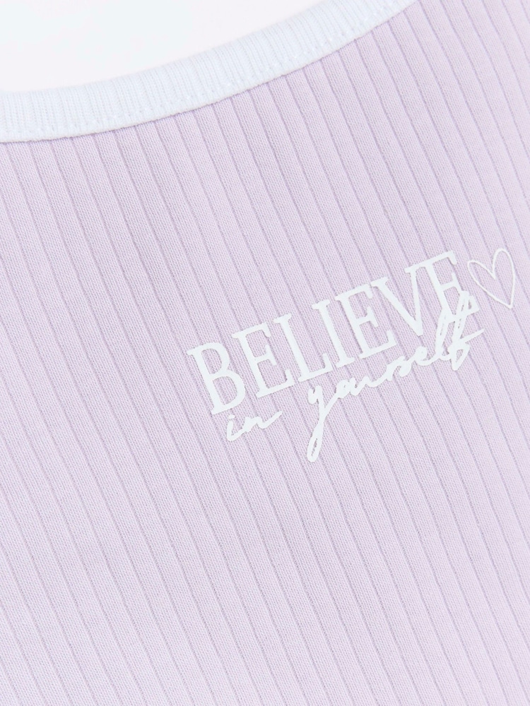 River Island Purple Girls 100% Cotton Rib Camis 2 Pack - Image 3 of 3 River Island Purple Girls 100% Cotton Rib Camis 2 Pack - Image 3 of 3
