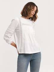JD Williams White 100% Cotton Ladder Insert Top - Image 1 of 4