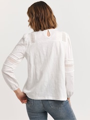 JD Williams White 100% Cotton Ladder Insert Top - Image 3 of 4