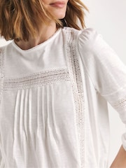 JD Williams White 100% Cotton Ladder Insert Top - Image 4 of 4