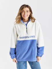 Harper & Lewis Blue Berkeley 1/4 Zip Polar Fleece - Image 1 of 8