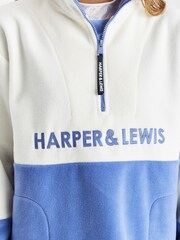Harper & Lewis Blue Berkeley 1/4 Zip Polar Fleece - Image 3 of 8