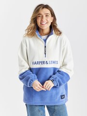 Harper & Lewis Blue Berkeley 1/4 Zip Polar Fleece - Image 5 of 8