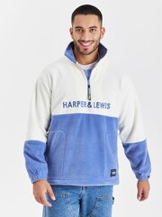 Harper & Lewis Blue Berkeley 1/4 Zip Polar Fleece - Image 8 of 8