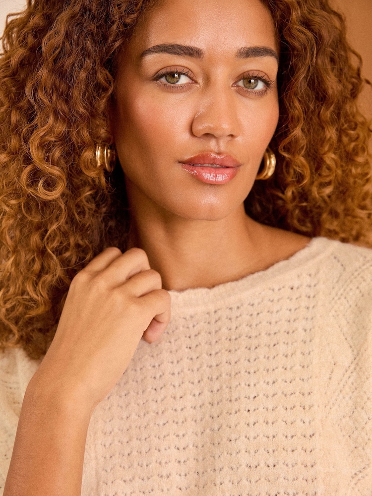 Love & Roses Ivory White Petite Cosy Stitch Detail Jumper - Image 2 of 4 Love & Roses Ivory White Petite Cosy Stitch Detail Jumper - Image 2 of 4