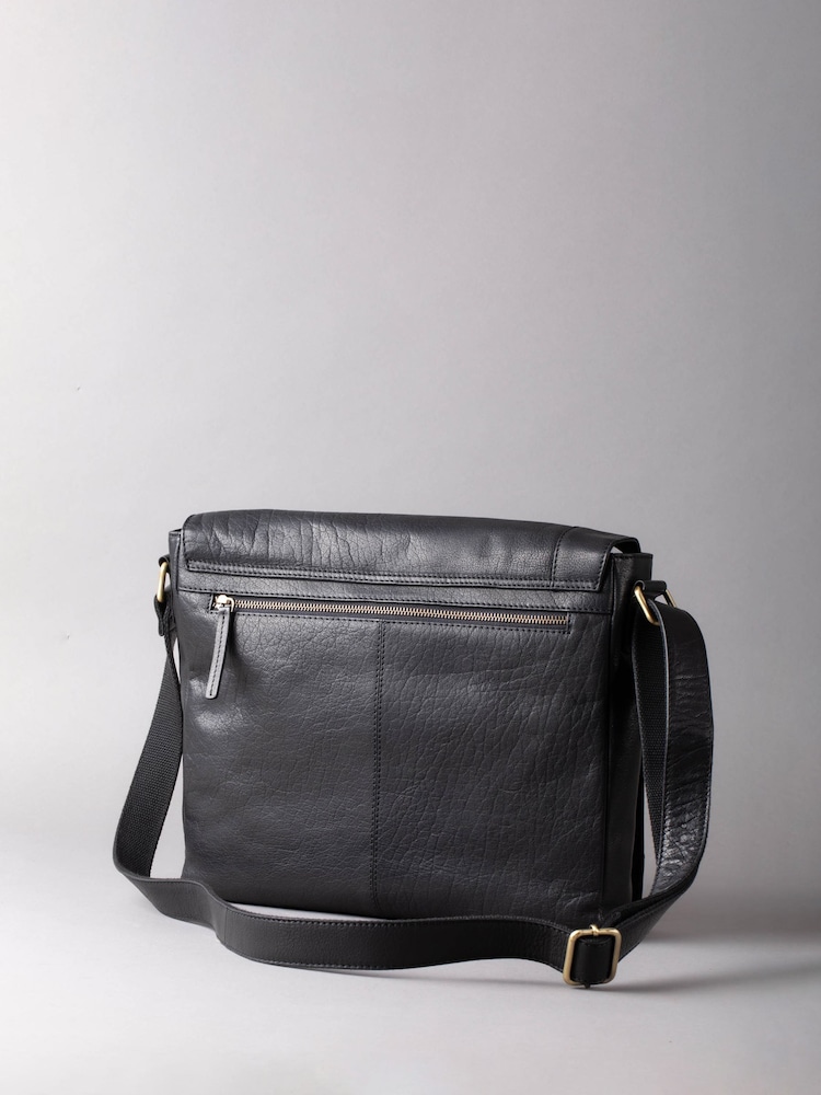 Zwart - Lakeland Leather Large Keswick Leather Messenger Bag - Image 5 of 7