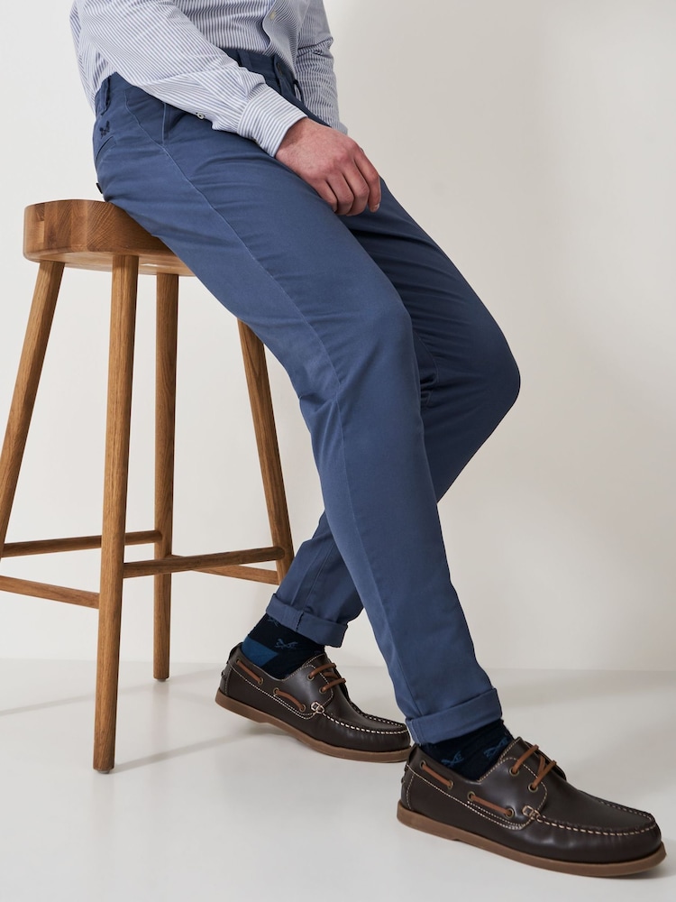 Crew Clothing Company Light Blue Slim Chinos Trousers - Image 3 of 5
