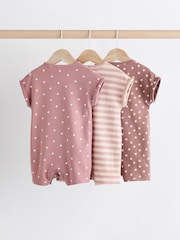 Pink Spot/ Stripe 100% Cotton Baby Rompers 3 Pack - Image 2 of 11