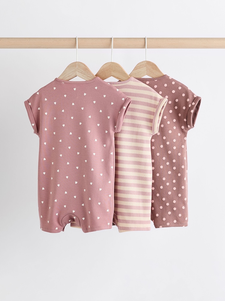 Pink Spot/ Stripe 100% Cotton Baby Rompers 3 Pack - Image 2 of 11