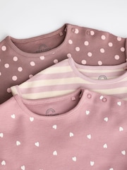 Pink Spot/ Stripe 100% Cotton Baby Rompers 3 Pack - Image 4 of 11