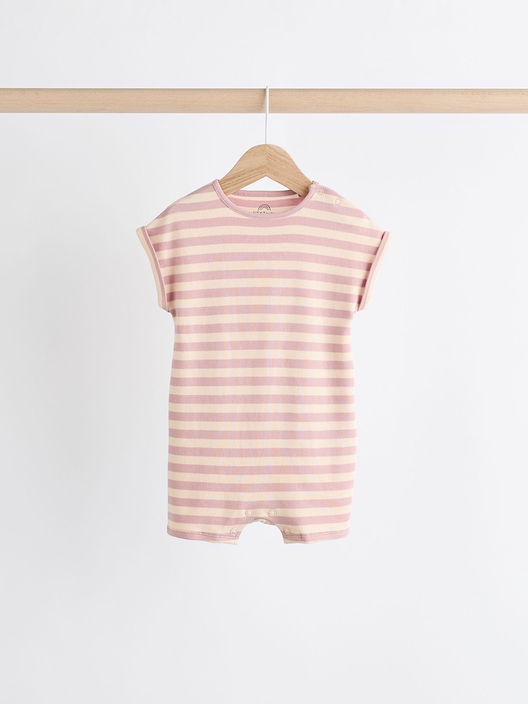 Pink Spot/ Stripe 100% Cotton Baby Rompers 3 Pack - Image 5 of 11