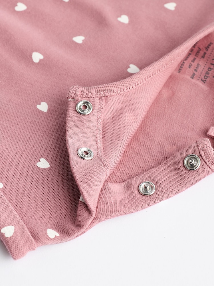 Pink Spot/ Stripe 100% Cotton Baby Rompers 3 Pack - Image 9 of 11