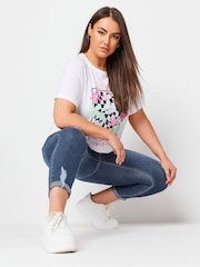 Умеренный синий - Yours Curve Grace Turn Up Ripped Cropped Jeggings - Изображение 3 из 5