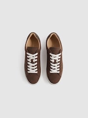 Reiss Mid Brown Finley Nubuck Nubuck Leather Low Top Trainers - Image 3 of 5