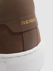 Reiss Mid Brown Finley Nubuck Nubuck Leather Low Top Trainers - Image 5 of 5