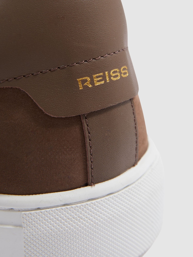 Reiss Mid Brown Finley Nubuck Nubuck Leather Low Top Trainers - Image 5 of 5